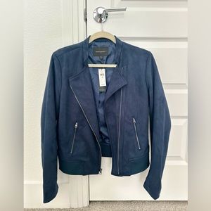 NWT Banana Republic Blue Faux Suede Bomber Jacket